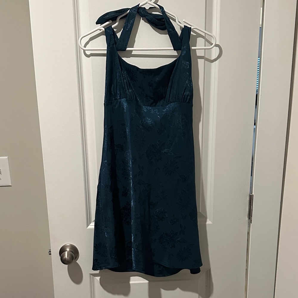 Wild Fable Teal Floral Halter Mini Dress